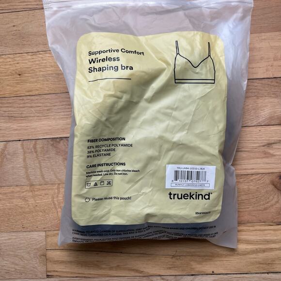 NEW TrueKind Women's L Supportive Comfort Wireless Shaping Bra Black T Shirt - Picture 6 of 7